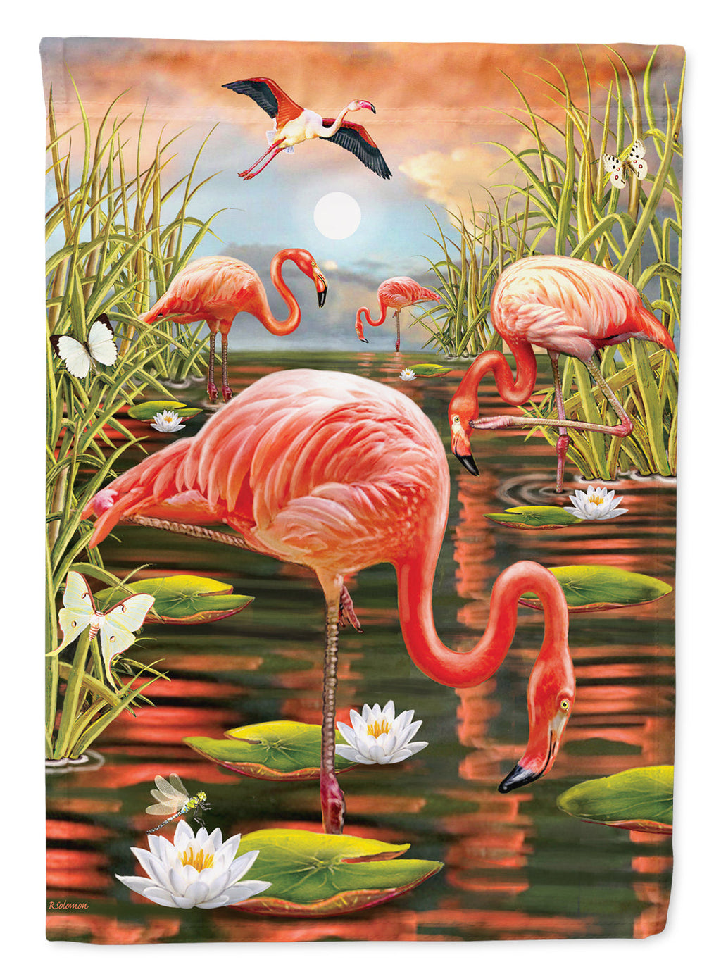 Flamingos Everywhere House Flag 28x40 Porch Sleeve Pole Decorative Outside Yard Banner Artwork Wall Hanging, Polyester