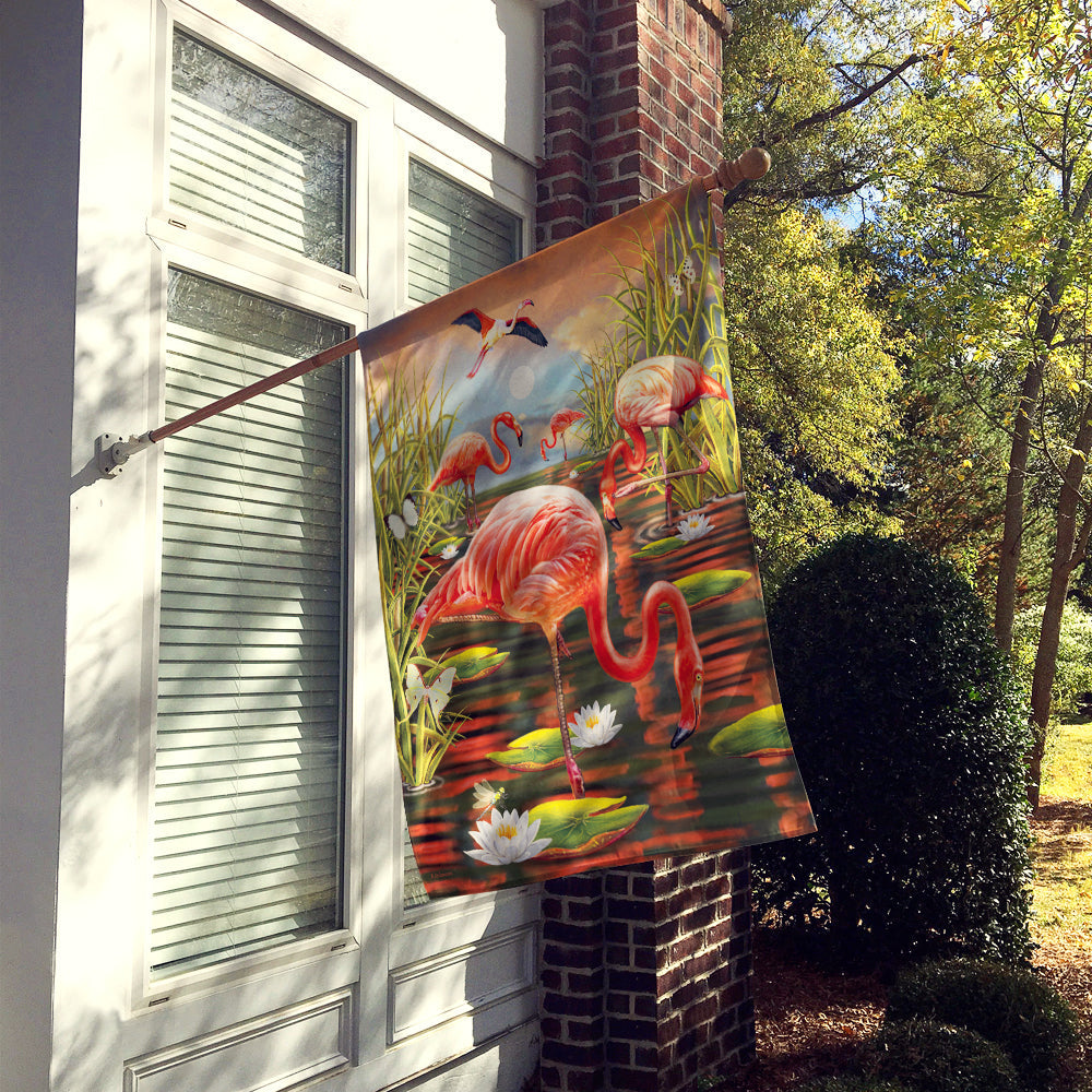 Flamingos Everywhere House Flag 28x40 Porch Sleeve Pole Decorative Outside Yard Banner Artwork Wall Hanging, Polyester