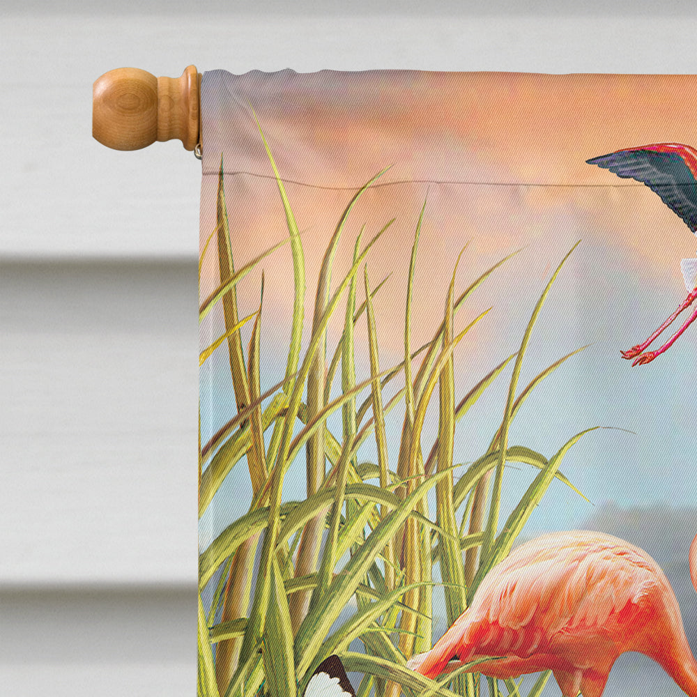 Flamingos Everywhere House Flag 28x40 Porch Sleeve Pole Decorative Outside Yard Banner Artwork Wall Hanging, Polyester