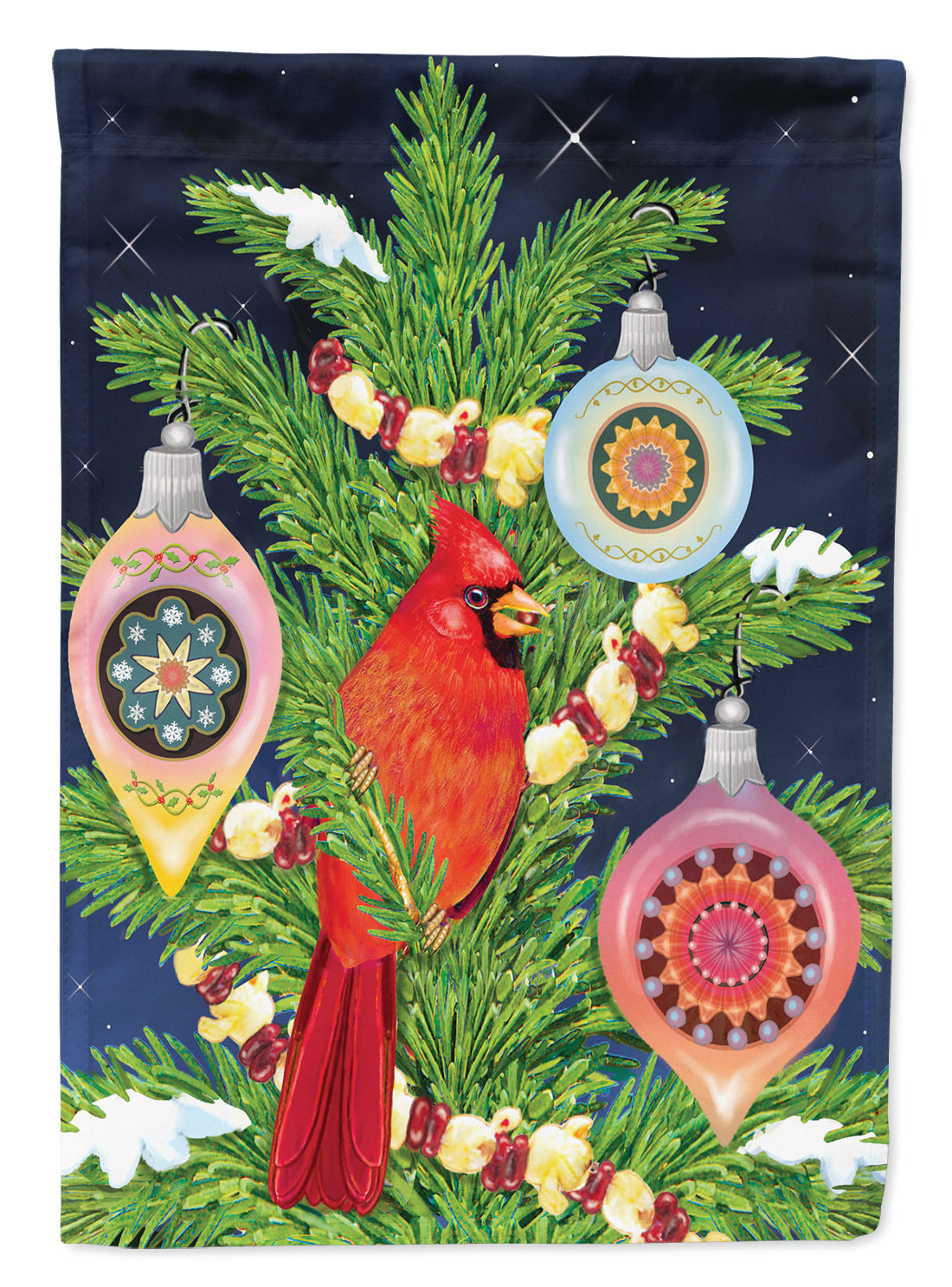 Cardinal's Christmas Dinner House Flag 28x40 Porch Sleeve Pole Decorative Outside Yard Banner Artwork Wall Hanging, Polyester