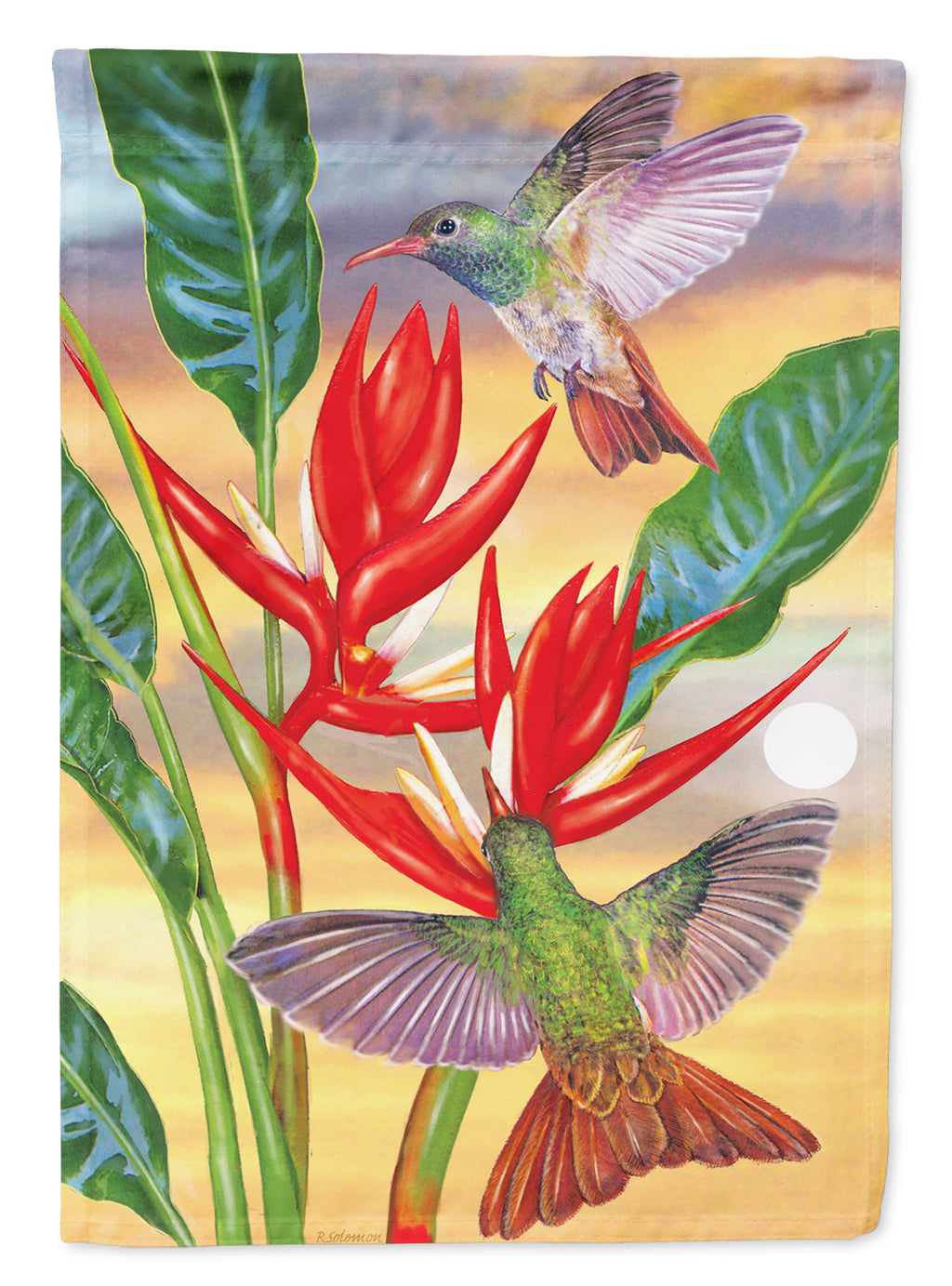 Buff Bellied Hummingbird House Flag 28x40 Porch Sleeve Pole Decorative Outside Yard Banner Artwork Wall Hanging, Polyester