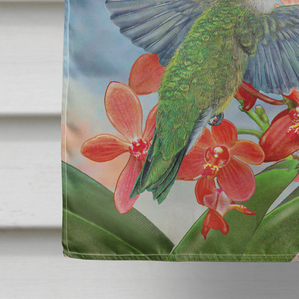Black Chinned Hummingbirds Orchids House Flag 28x40 Porch Sleeve Pole Decorative Outside Yard Banner Artwork Wall Hanging, Polyester