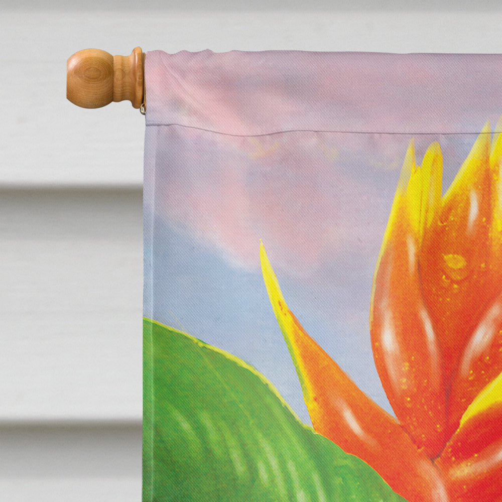 Black Chinned Hummingbirds Golden Heliconia House Flag 28x40 Porch Sleeve Pole Decorative Outside Yard Banner Artwork Wall Hanging, Polyester