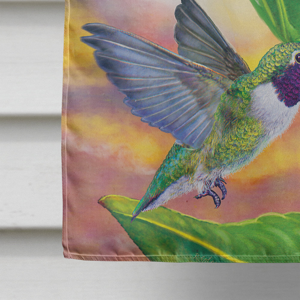 Black Chinned Hummingbirds Golden Heliconia House Flag 28x40 Porch Sleeve Pole Decorative Outside Yard Banner Artwork Wall Hanging, Polyester