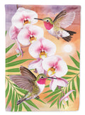 Anna's Hummingbirds Phalaenopsis House Flag 28x40 Porch Sleeve Pole Decorative Outside Yard Banner Artwork Wall Hanging, Polyester