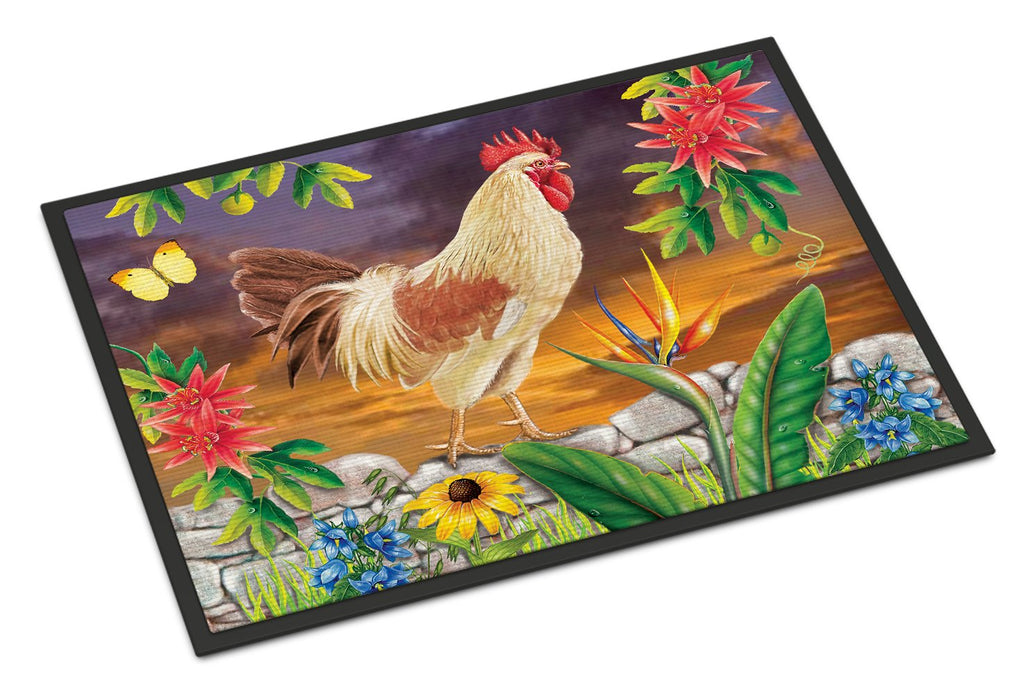 White Rooster Doormat Indoor Outdoor 24H X 36W Front Door Mat Rugs for Entryway, Non Slip Washable Low Pile,