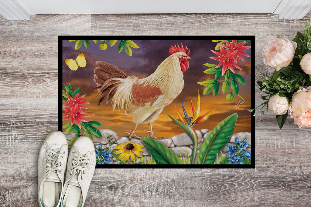 White Rooster Doormat Indoor Outdoor 24H X 36W Front Door Mat Rugs for Entryway, Non Slip Washable Low Pile,