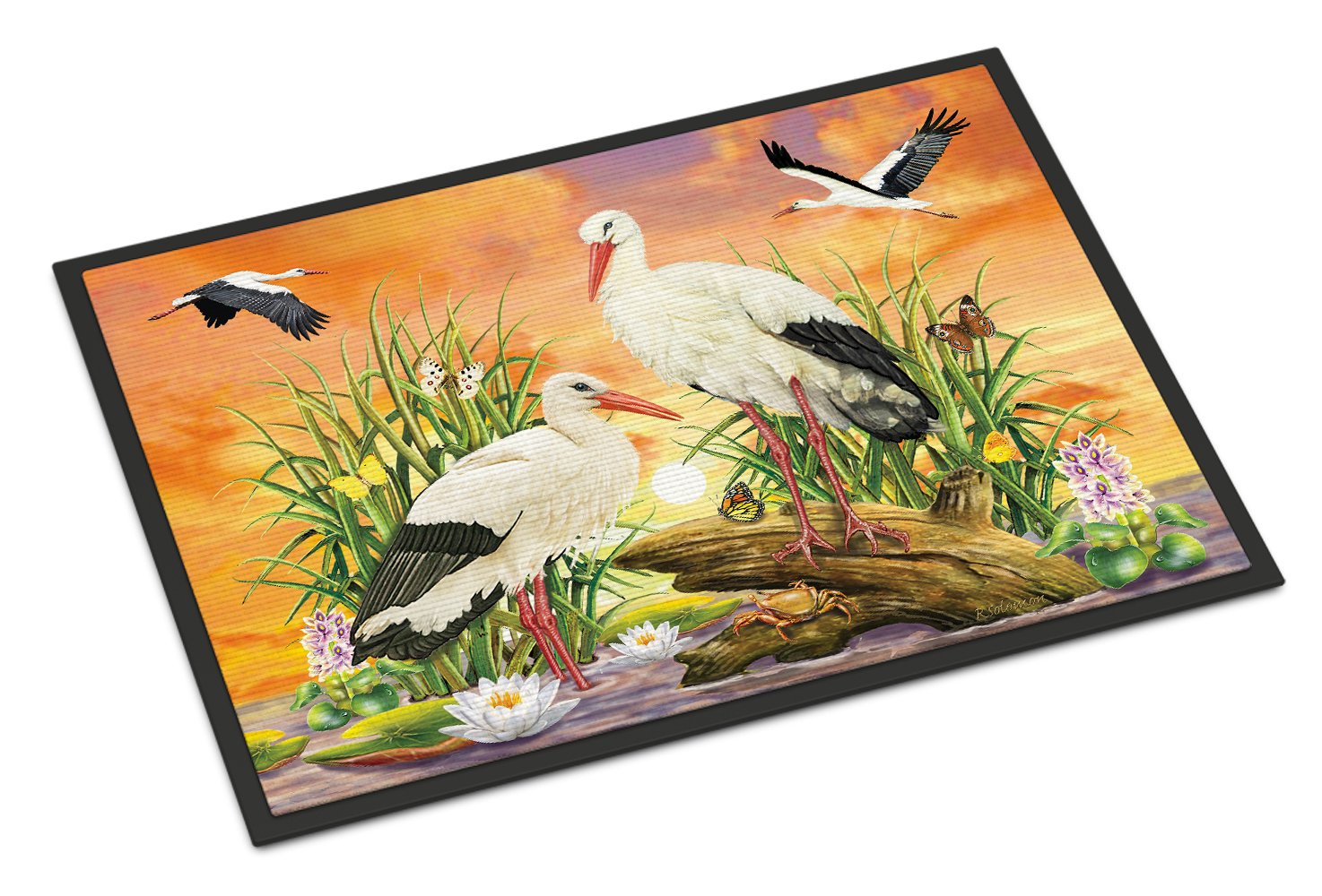 Storks Doormat Indoor Outdoor 24H X 36W Front Door Mat Rugs for Entryway, Non Slip Washable Low Pile,