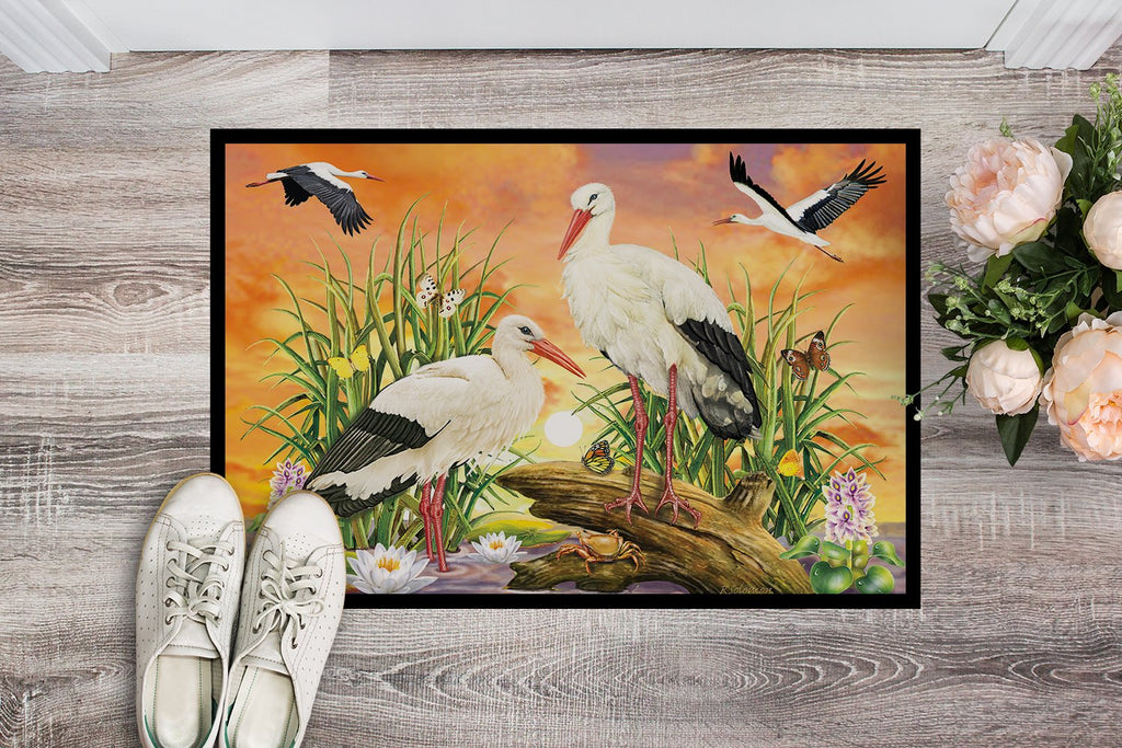 Storks Doormat Indoor Outdoor 24H X 36W Front Door Mat Rugs for Entryway, Non Slip Washable Low Pile,