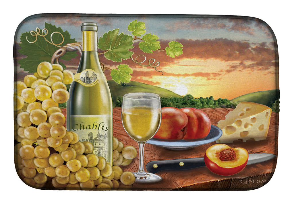 Chablis, Peach, Wine and Cheese Dish Drying Mat Absorbent Dish Drying Mat Pad for Kitchen Counter Dish Drainer Mat for Countertop, 14 x 21", Multicolor