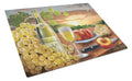 Chablis, Peach, Wine and Cheese Cutting Board Tempered Glass Kitchen Cutting Surface, Heat Resistant Chopping, Non-Slip Feet, Food Prep & Serving