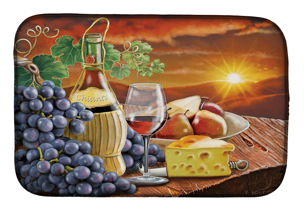 Chianti, Pears, Wine and Cheese Dish Drying Mat Absorbent Dish Drying Mat Pad for Kitchen Counter Dish Drainer Mat for Countertop, 14 x 21", Multicolor