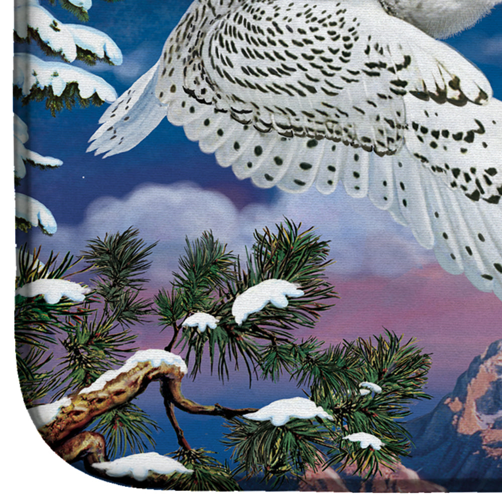 Snowy Owl Dish Drying Mat Absorbent Dish Drying Mat Pad for Kitchen Counter Dish Drainer Mat for Countertop, 14 x 21", Multicolor