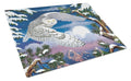 Snowy Owl Cutting Board Tempered Glass Kitchen Cutting Surface, Heat Resistant Chopping, Non-Slip Feet, Food Prep & Serving