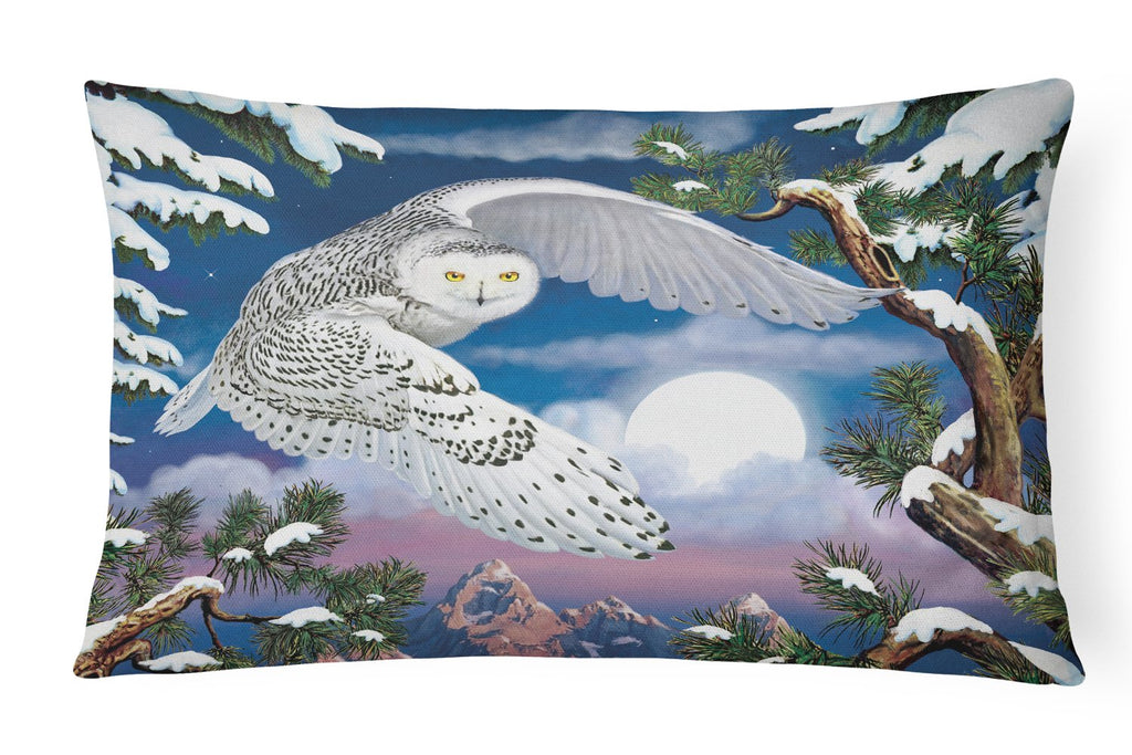 Snowy Owl Decorative Throw Pillow 12x16 Indoor Outdoor Accent Cushion, Fabric Cover with Insert for Sofa, Bed, Porch & Living Room