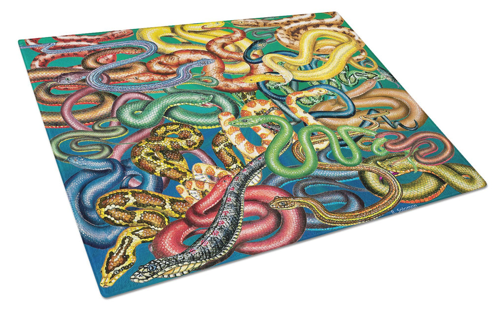 Snakes Cutting Board Tempered Glass Kitchen Cutting Surface, Heat Resistant Chopping, Non-Slip Feet, Food Prep & Serving