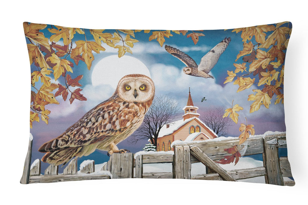 Short-Eared Owl In The Churchyard Decorative Throw Pillow 12x16 Indoor Outdoor Accent Cushion, Fabric Cover with Insert for Sofa, Bed, Porch & Living Room