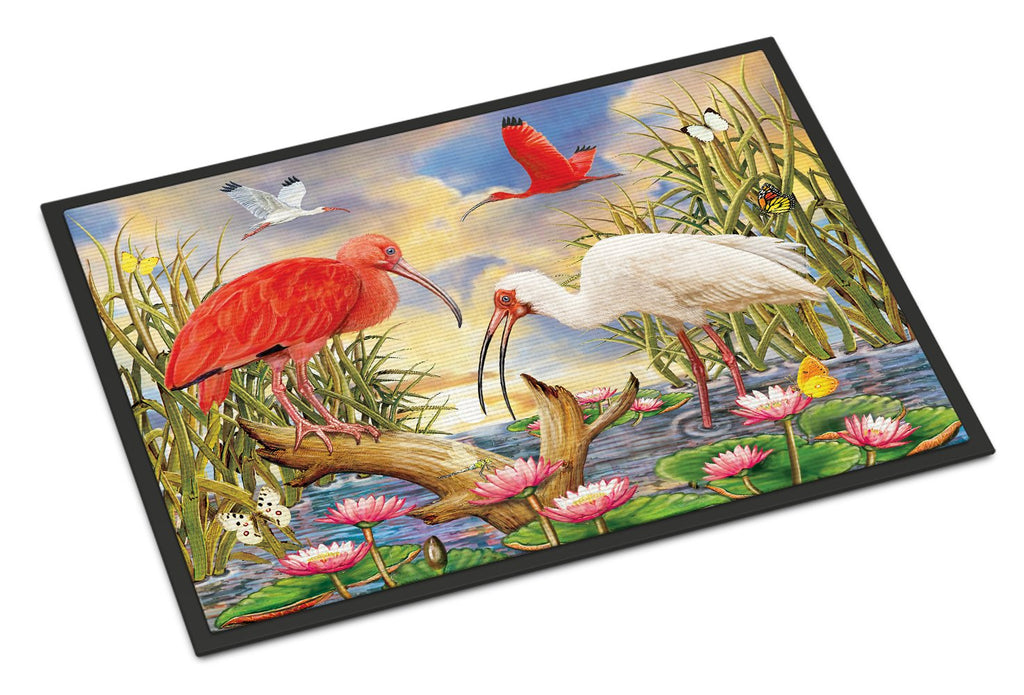 Scarlet And White Ibis Doormat Indoor Outdoor 24H X 36W Front Door Mat Rugs for Entryway, Non Slip Washable Low Pile,