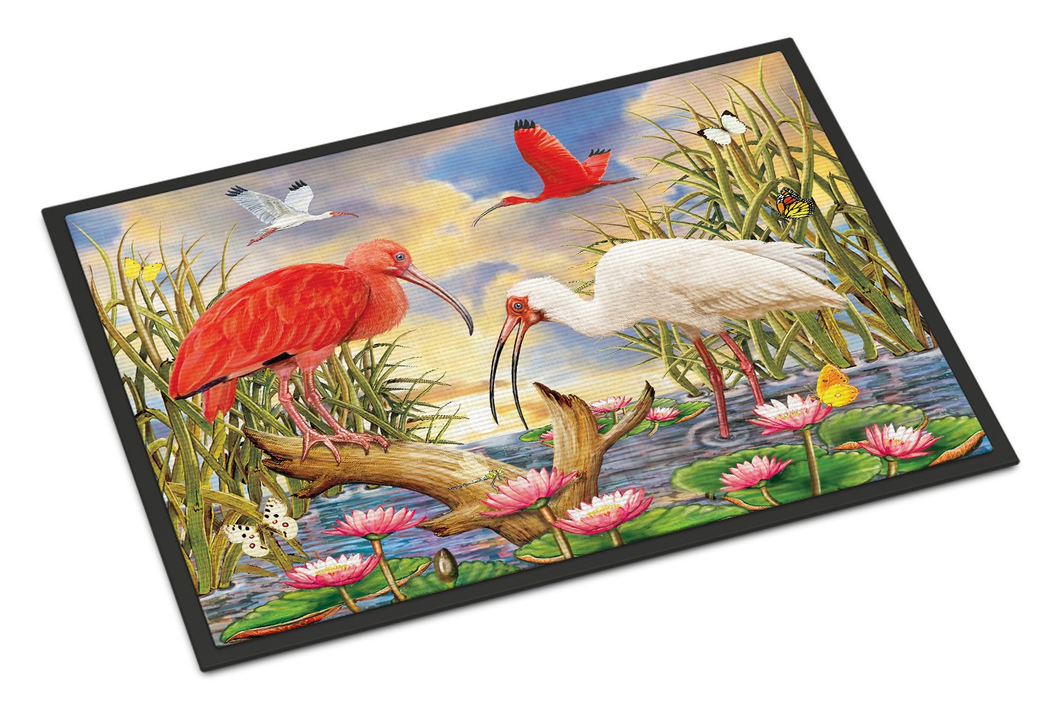 Scarlet And White Ibis Doormat Indoor Outdoor 24H X 36W Front Door Mat Rugs for Entryway, Non Slip Washable Low Pile,