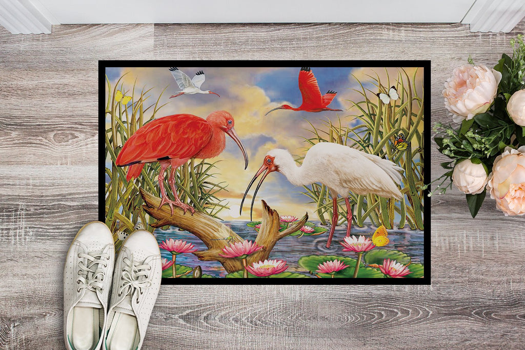 Scarlet And White Ibis Doormat Indoor Outdoor 24H X 36W Front Door Mat Rugs for Entryway, Non Slip Washable Low Pile,