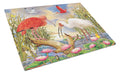Scarlet And White Ibis Cutting Board Tempered Glass Kitchen Cutting Surface, Heat Resistant Chopping, Non-Slip Feet, Food Prep & Serving