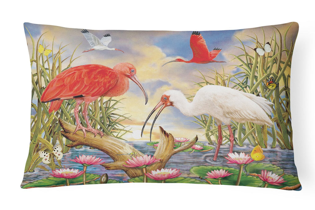 Scarlet And White Ibis Decorative Throw Pillow 12x16 Indoor Outdoor Accent Cushion, Fabric Cover with Insert for Sofa, Bed, Porch & Living Room
