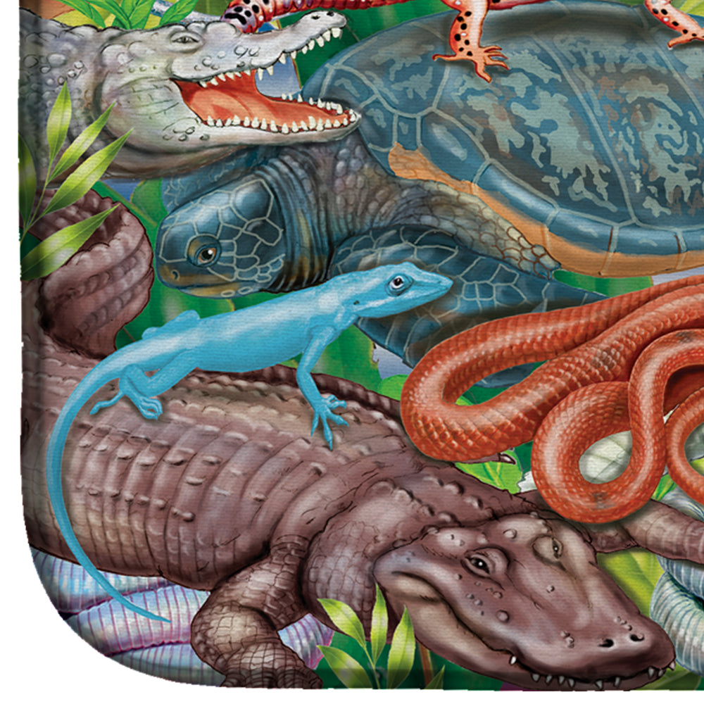 Scales and Tails, Snakes, Turtle, Reptiles Dish Drying Mat Absorbent Dish Drying Mat Pad for Kitchen Counter Dish Drainer Mat for Countertop, 14 x 21", Multicolor