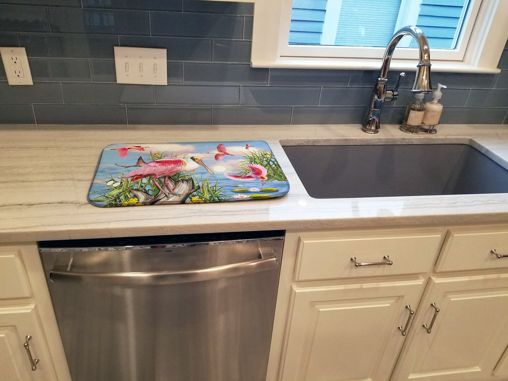 Roseate Spoonbill Dish Drying Mat Absorbent Dish Drying Mat Pad for Kitchen Counter Dish Drainer Mat for Countertop, 14 x 21", Multicolor