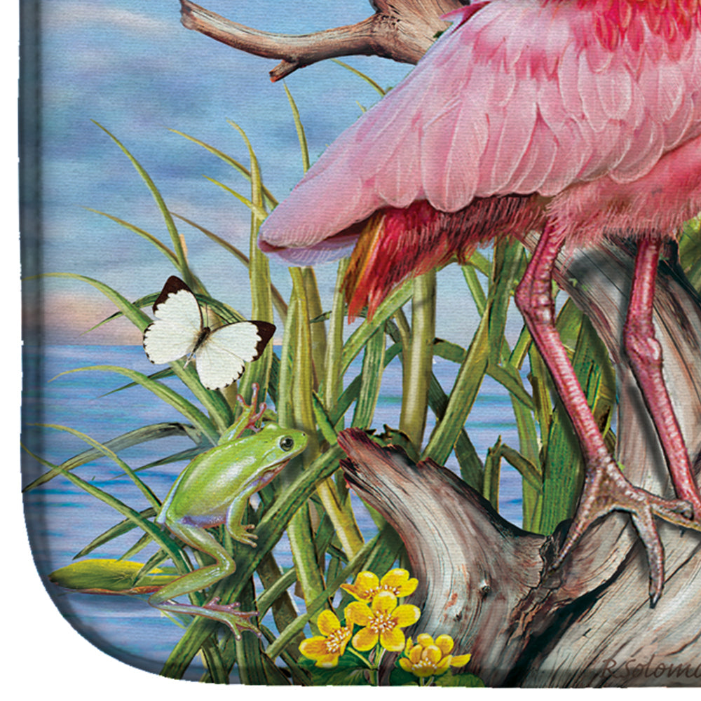 Roseate Spoonbill Dish Drying Mat Absorbent Dish Drying Mat Pad for Kitchen Counter Dish Drainer Mat for Countertop, 14 x 21", Multicolor