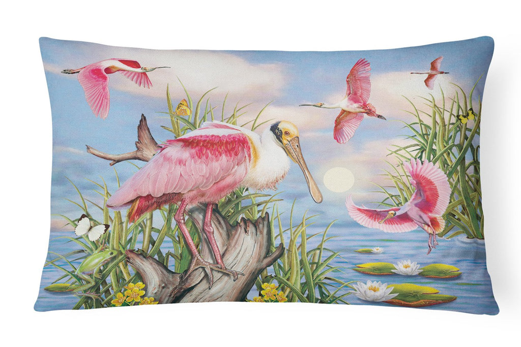 Roseate Spoonbill Decorative Throw Pillow 12x16 Indoor Outdoor Accent Cushion, Fabric Cover with Insert for Sofa, Bed, Porch & Living Room