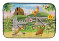 Rooster On Fence Dish Drying Mat Absorbent Dish Drying Mat Pad for Kitchen Counter Dish Drainer Mat for Countertop, 14 x 21", Multicolor
