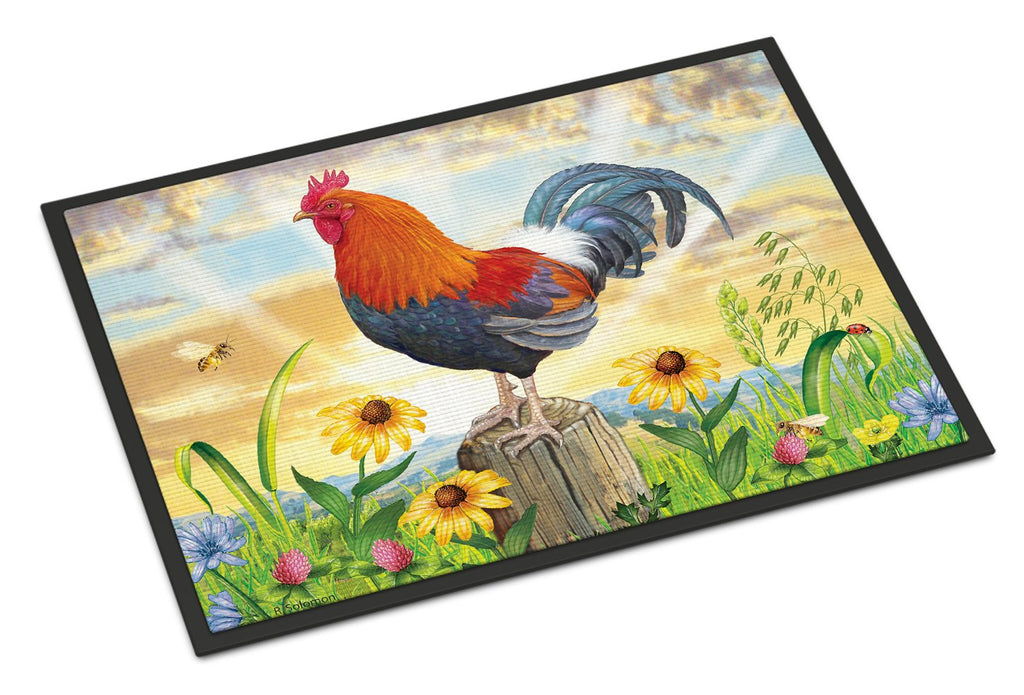 Rooster At Dawn Doormat Indoor Outdoor 24H X 36W Front Door Mat Rugs for Entryway, Non Slip Washable Low Pile,