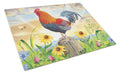 Rooster At Dawn Cutting Board Tempered Glass Kitchen Cutting Surface, Heat Resistant Chopping, Non-Slip Feet, Food Prep & Serving