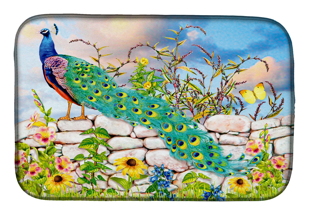 Proud Peacock Dish Drying Mat Absorbent Dish Drying Mat Pad for Kitchen Counter Dish Drainer Mat for Countertop, 14 x 21", Multicolor