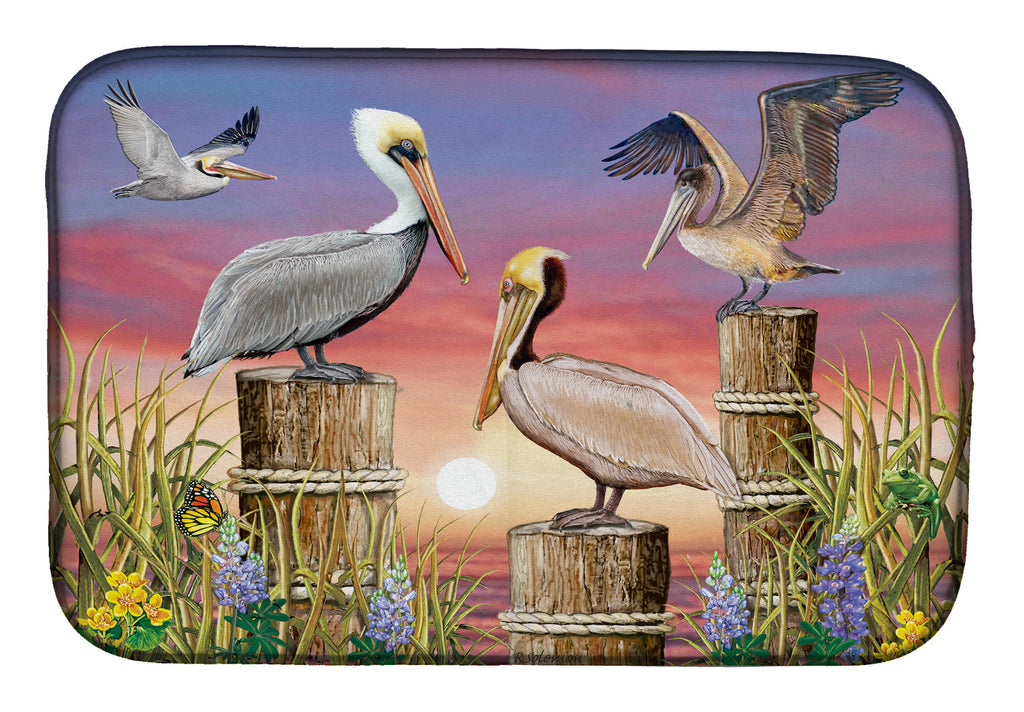 Pelicans Dish Drying Mat Absorbent Dish Drying Mat Pad for Kitchen Counter Dish Drainer Mat for Countertop, 14 x 21", Multicolor