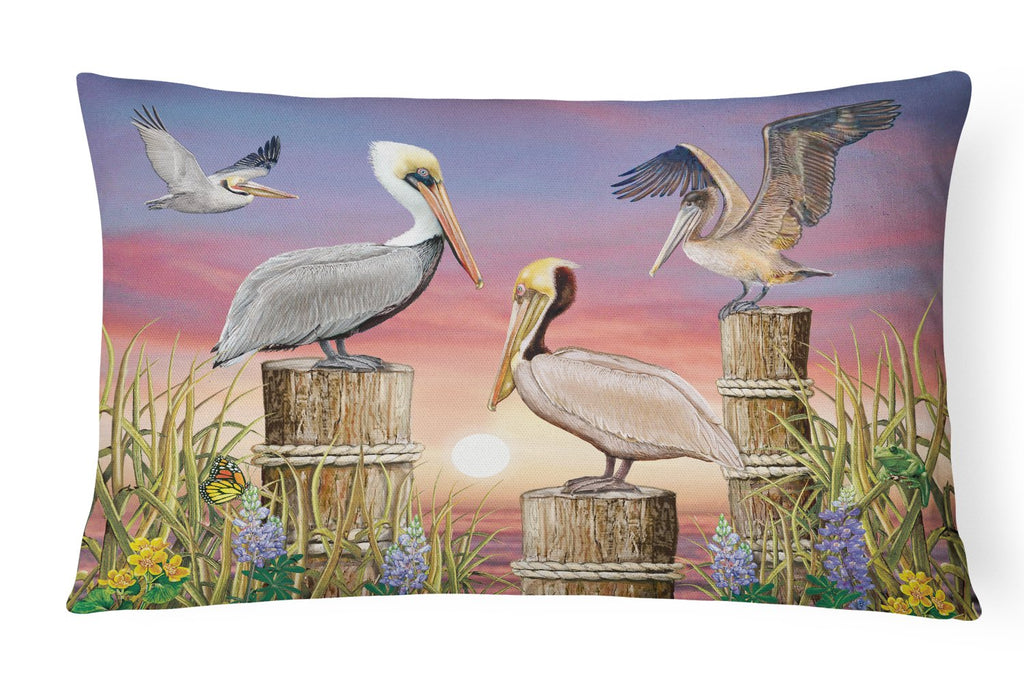 Pelicans Decorative Throw Pillow 12x16 Indoor Outdoor Accent Cushion, Fabric Cover with Insert for Sofa, Bed, Porch & Living Room