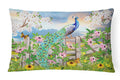 Peacock on Garden Fence Decorative Throw Pillow 12x16 Indoor Outdoor Accent Cushion, Fabric Cover with Insert for Sofa, Bed, Porch & Living Room