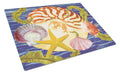 Nautilus And Gulf And Sundial Cutting Board Tempered Glass Kitchen Cutting Surface, Heat Resistant Chopping, Non-Slip Feet, Food Prep & Serving