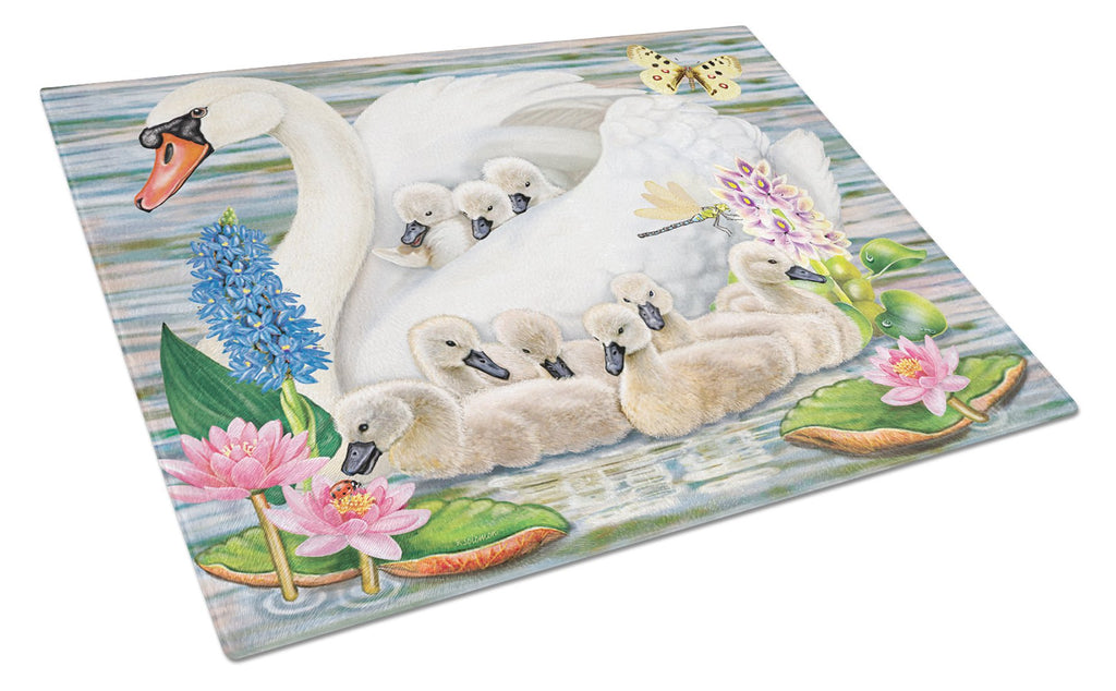 Mother Swan Cutting Board Tempered Glass Kitchen Cutting Surface, Heat Resistant Chopping, Non-Slip Feet, Food Prep & Serving