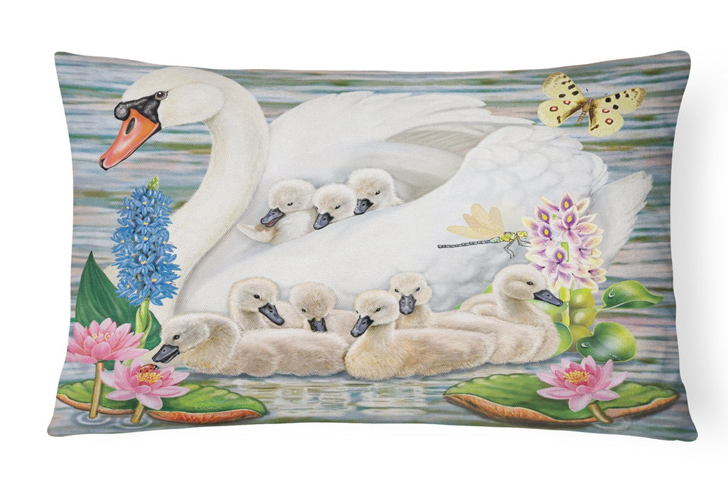 Mother Swan Decorative Throw Pillow 12x16 Indoor Outdoor Accent Cushion, Fabric Cover with Insert for Sofa, Bed, Porch & Living Room