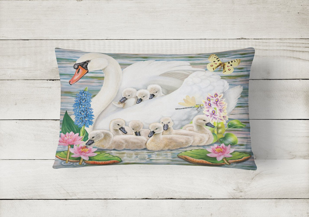 Mother Swan Decorative Throw Pillow 12x16 Indoor Outdoor Accent Cushion, Fabric Cover with Insert for Sofa, Bed, Porch & Living Room