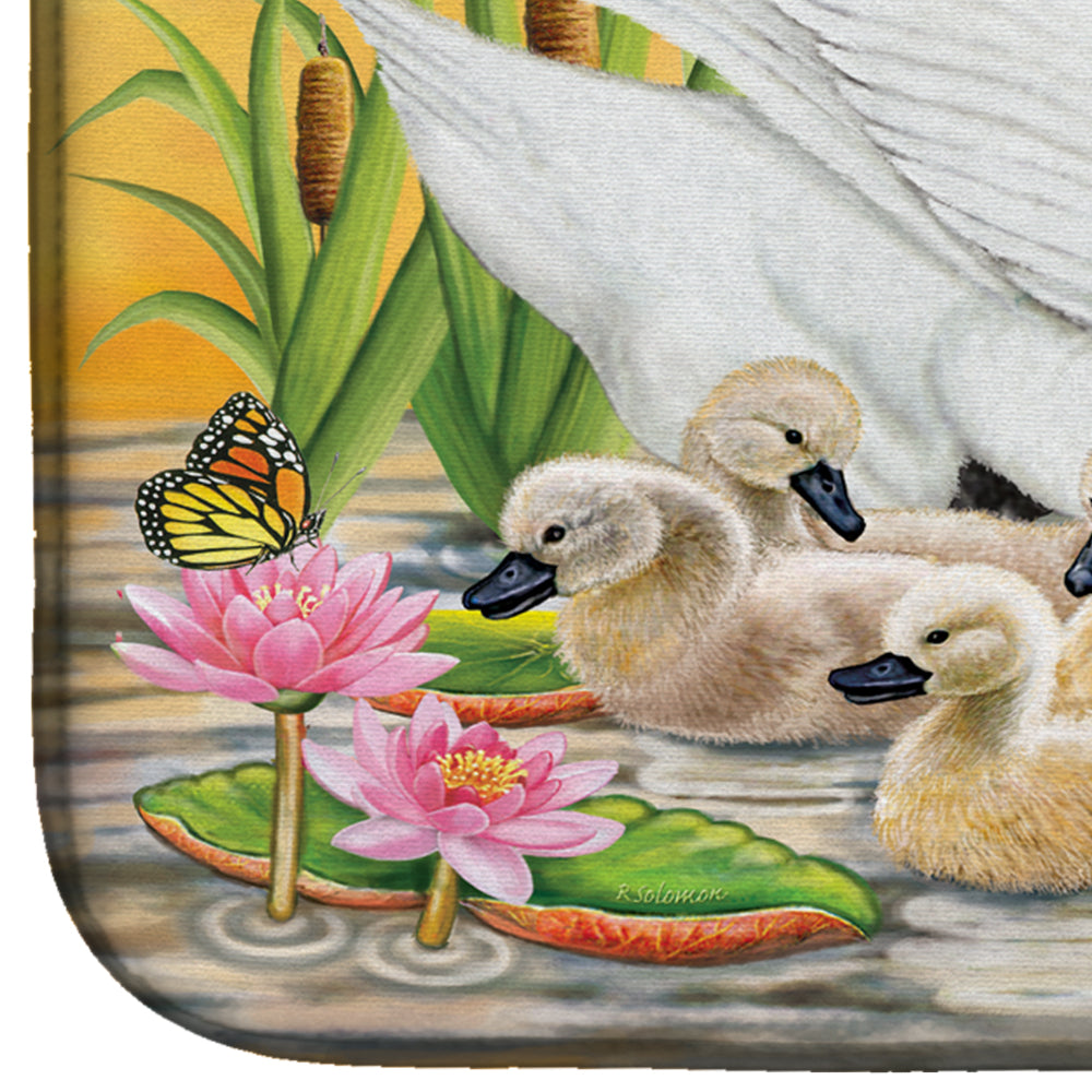 Mother Swan At Sunset Dish Drying Mat Absorbent Dish Drying Mat Pad for Kitchen Counter Dish Drainer Mat for Countertop, 14 x 21", Multicolor