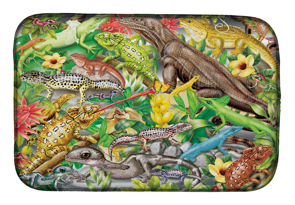 Lizard Jungle Dish Drying Mat Absorbent Dish Drying Mat Pad for Kitchen Counter Dish Drainer Mat for Countertop, 14 x 21", Multicolor