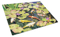 Koi Pond IV Cutting Board Tempered Glass Kitchen Cutting Surface, Heat Resistant Chopping, Non-Slip Feet, Food Prep & Serving