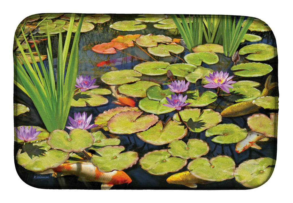 Koi Pond II Dish Drying Mat Absorbent Dish Drying Mat Pad for Kitchen Counter Dish Drainer Mat for Countertop, 14 x 21", Multicolor