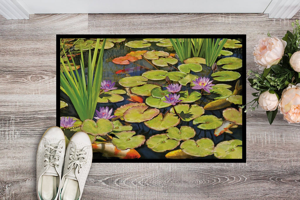 Koi Pond II Doormat Indoor Outdoor 24H X 36W Front Door Mat Rugs for Entryway, Non Slip Washable Low Pile,