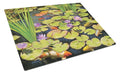 Koi Pond II Cutting Board Tempered Glass Kitchen Cutting Surface, Heat Resistant Chopping, Non-Slip Feet, Food Prep & Serving