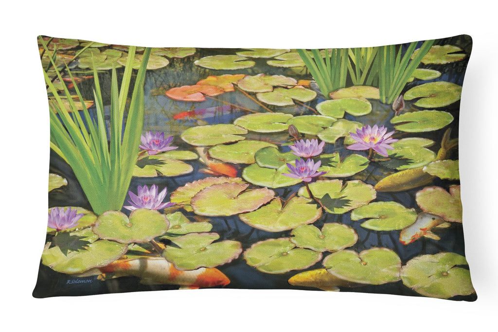 Koi Pond II Decorative Throw Pillow 12x16 Indoor Outdoor Accent Cushion, Fabric Cover with Insert for Sofa, Bed, Porch & Living Room