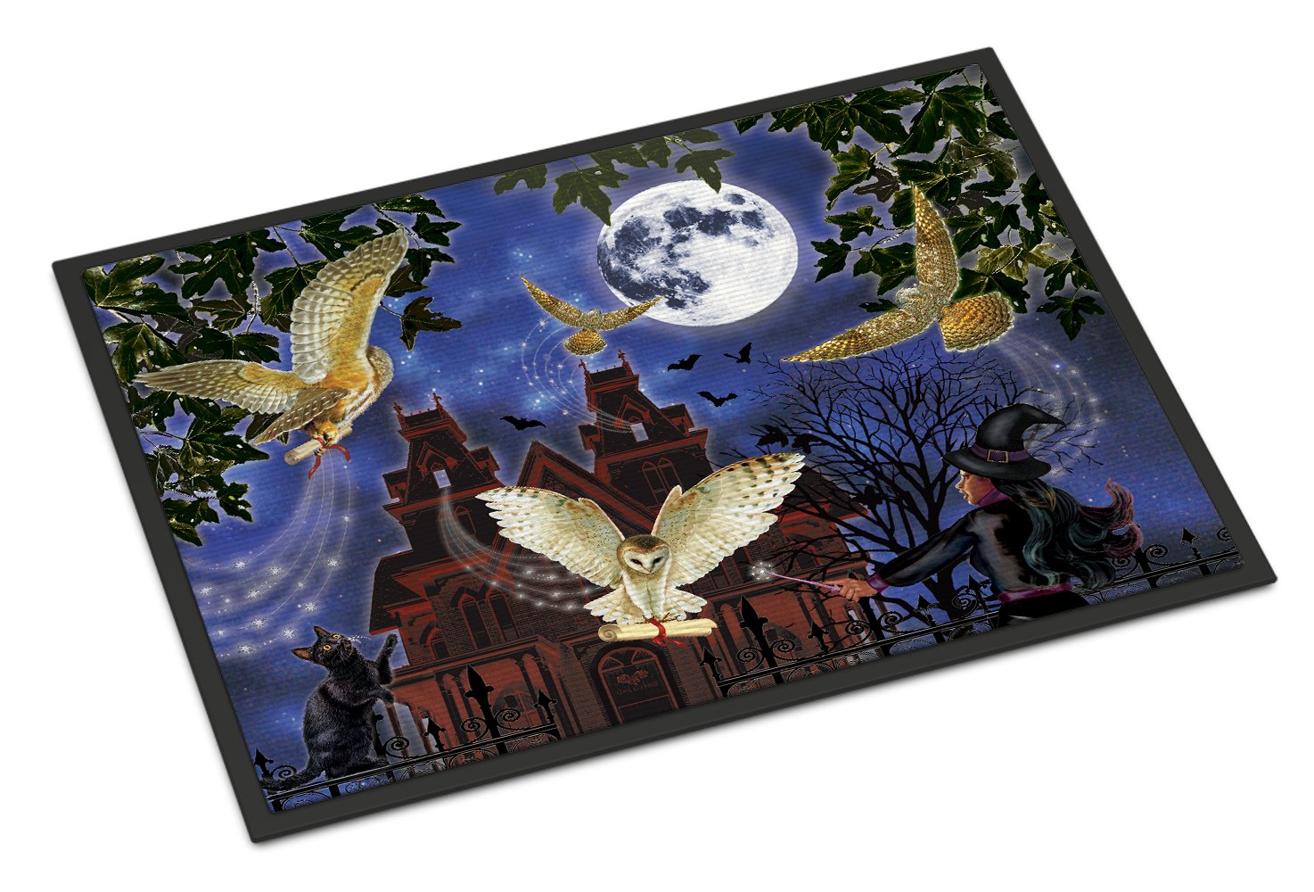 Halloween Owl Express Doormat Indoor Outdoor 24H X 36W Front Door Mat Rugs for Entryway, Non Slip Washable Low Pile,
