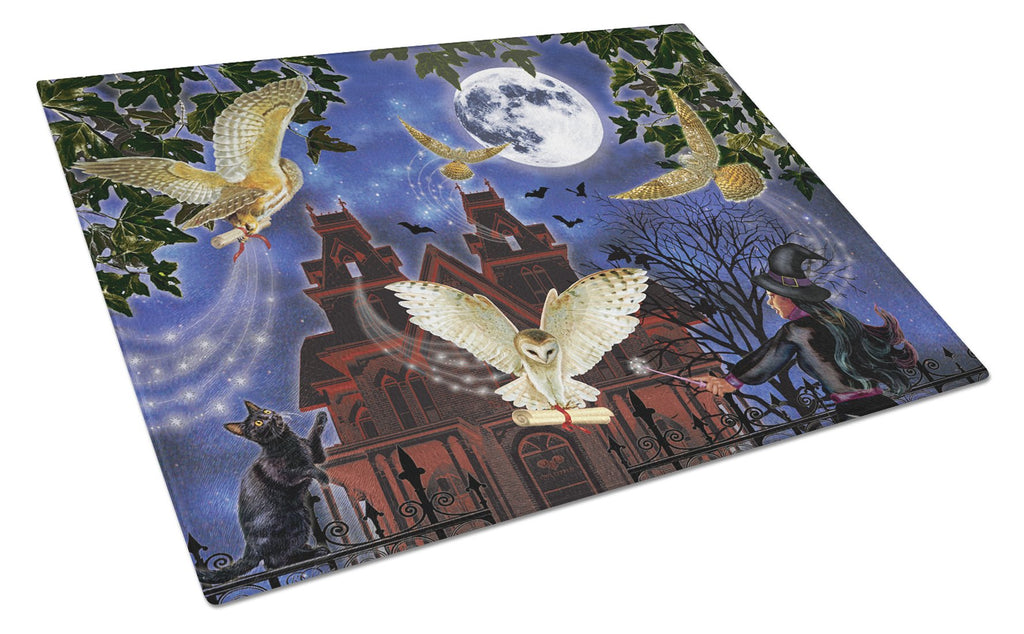 Halloween Owl Express Cutting Board Tempered Glass Kitchen Cutting Surface, Heat Resistant Chopping, Non-Slip Feet, Food Prep & Serving